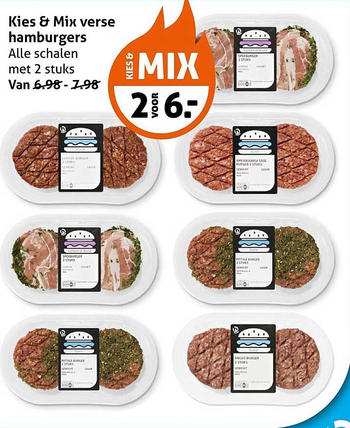 Kies & Mix verse hamburgers Alle schalen met 2 stuks