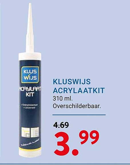 KLUSWIJS ACRYLAATKIT 310 ml. Overschilderbaar.