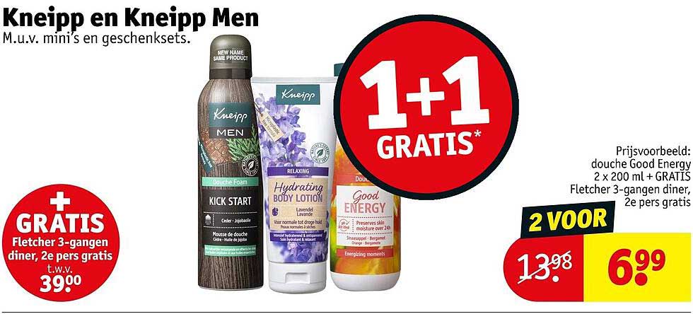 Kneipp en Kneipp Men M.u.v. mini’s en geschenksets. 1+1 GRATIS*