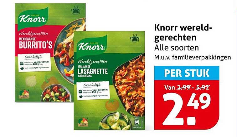 Knorr wereldgerechten Alle soorten M.u.v. familieverpakkingen PER STUK