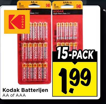 Kodak Batterijen AA of AAA 15-PACK