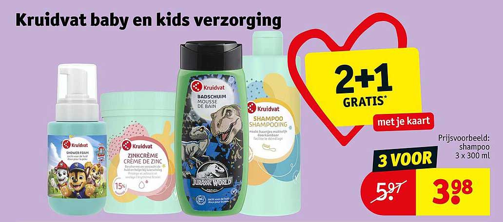 Kruidvat baby en kids verzorging 2+1 gratis