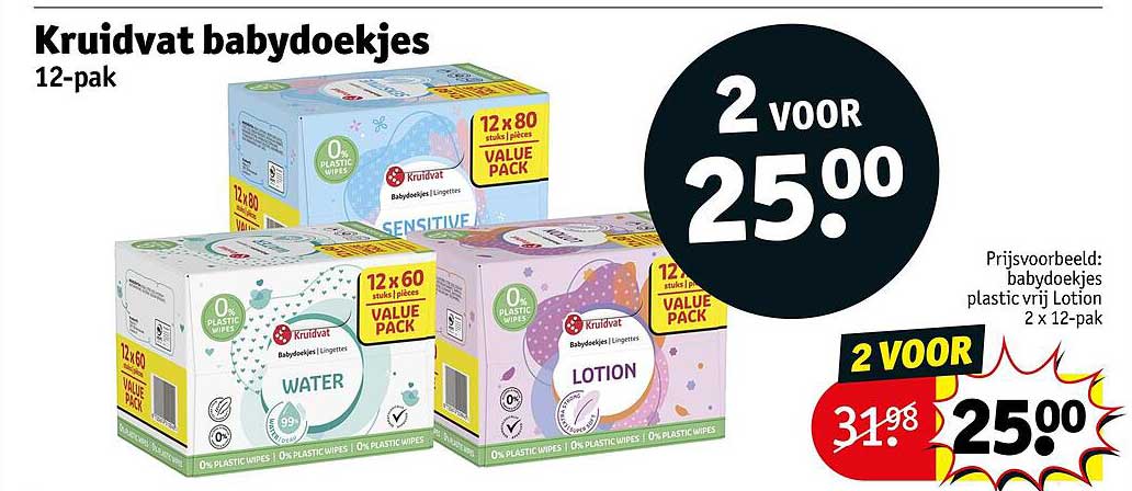 Kruidvat babydoekjes 12-pak 2 voor 25.00