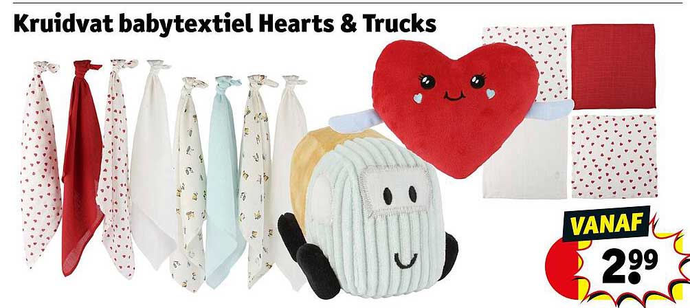 Kruidvat babytextiel Hearts & Trucks