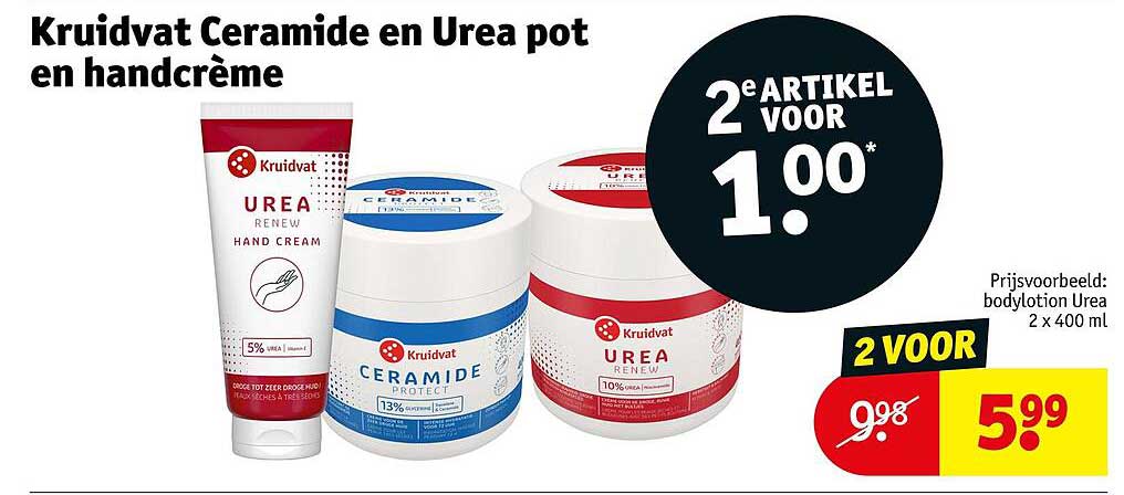 Kruidvat Ceramide en Urea pot en handcrème 2e artikel voor 1.00*