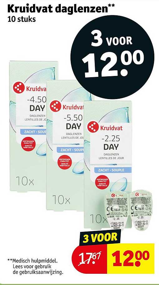 Kruidvat daglenzen** 10 stuks 3 voor 12.00