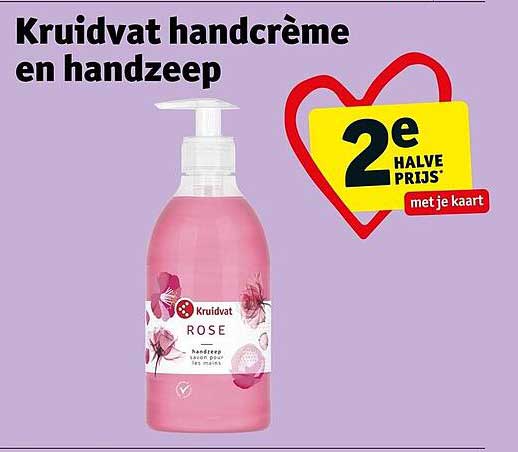 Kruidvat handcrème en handzeep 2e halve prijs met je kaart