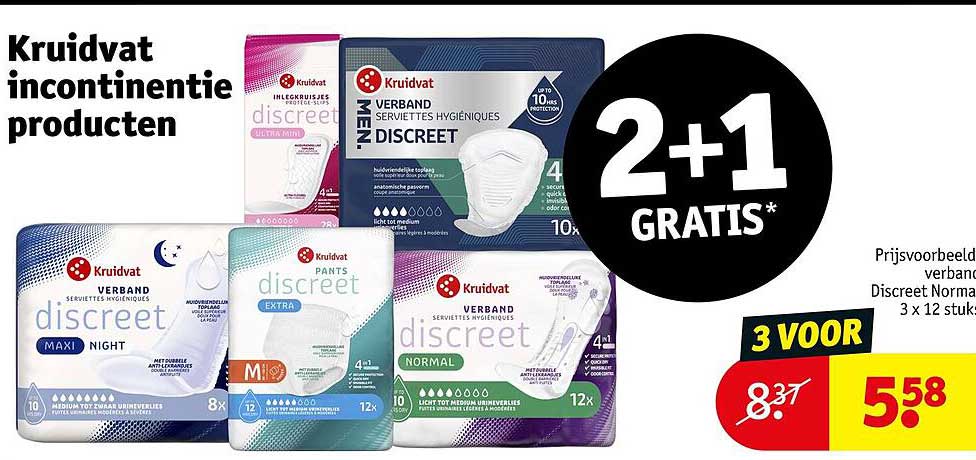 Kruidvat incontinentieproducten 2+1 GRATIS*