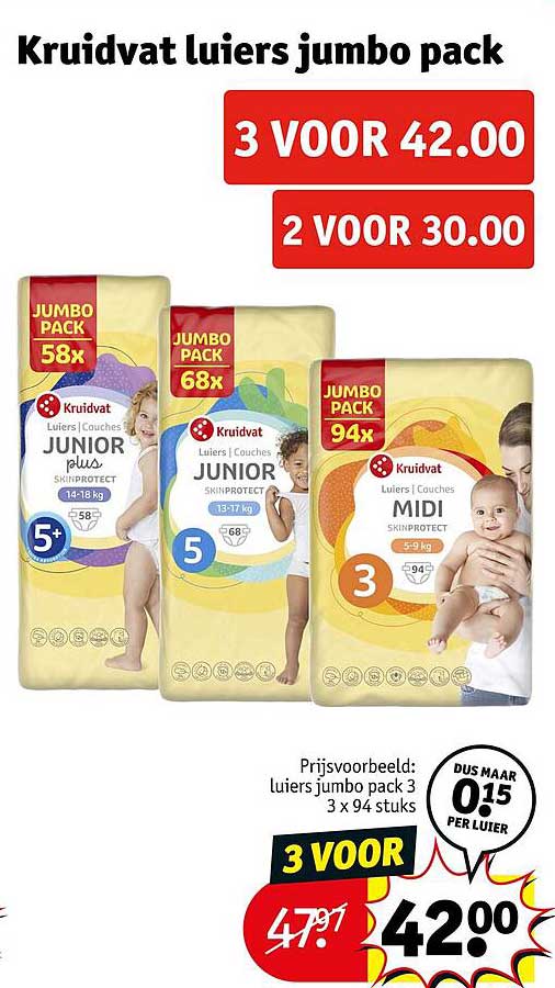 Kruidvat luiers jumbo pack 3 VOOR 42.00