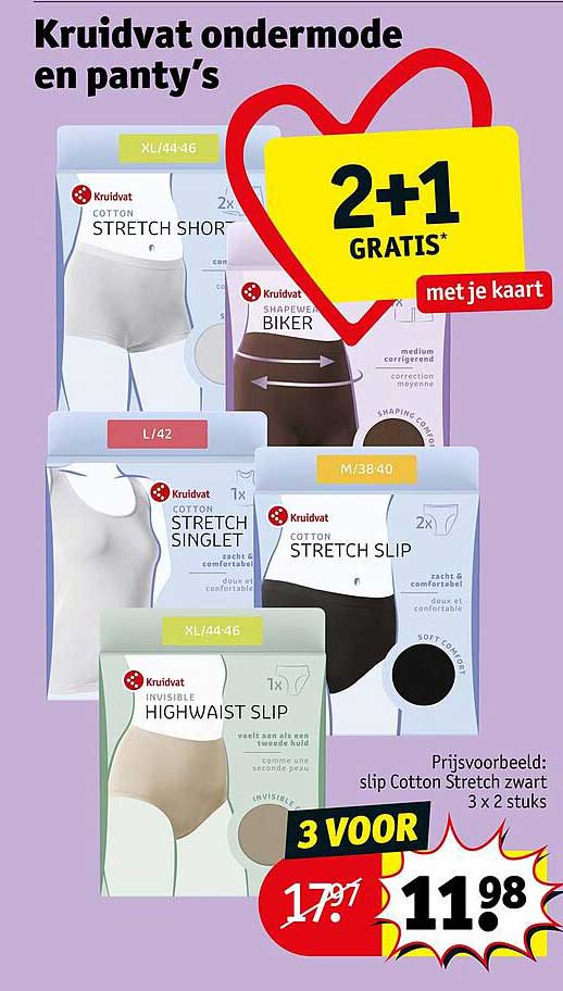 Kruidvat ondermode en panty’s 2+1 GRATIS met je kaart