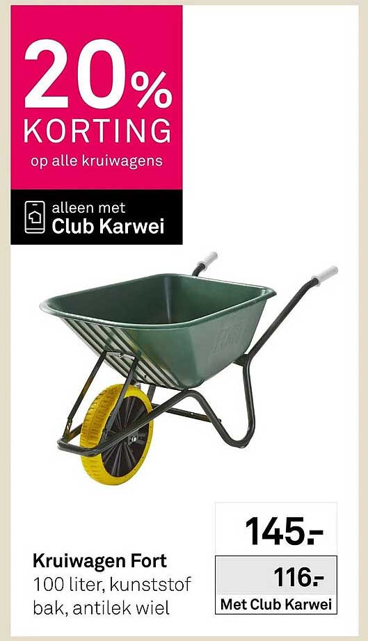 Kruiwagen Fort 20% KORTING op alle kruiwagens alleen met Club Karwei