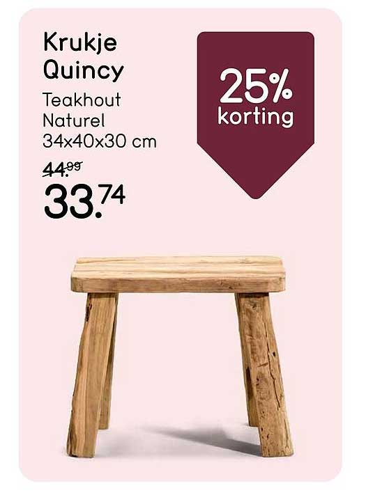 Krukje Quincy Teakhout Naturel 34x40x30 cm 25% korting