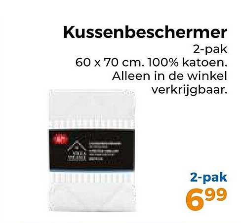 Kussenbeschermer 2-pak 60 x 70 cm. 100% katoen. Alleen in de winkel verkrijgbaar.