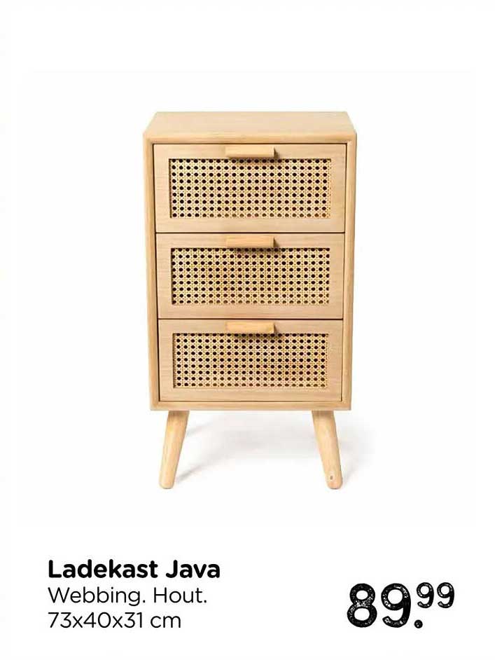 Ladekast Java Webbing. Hout. 73x40x31 cm