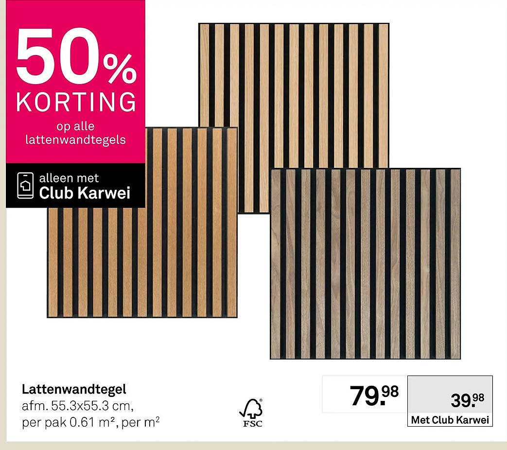 Lattenwandtegel 50% korting op alle lattenwandtegels