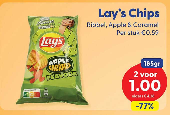 Lay’s Chips Riddel, Apple & Caramel 2 voor 1.00