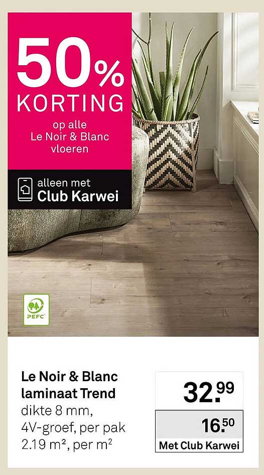 Le Noir & Blanc laminaat Trend dikte 8 mm, 4V-groef, per pak 2.19 m², per m² Met Club Karwei