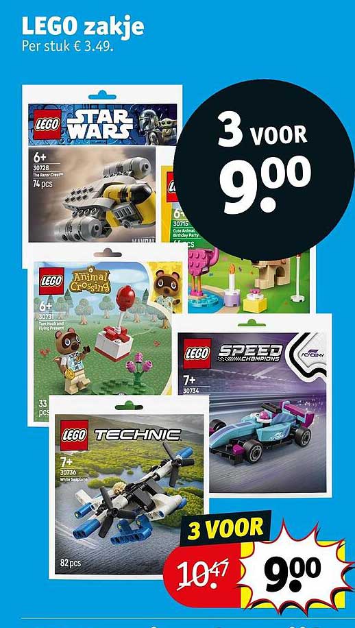 LEGO zakje 3 voor 9.00