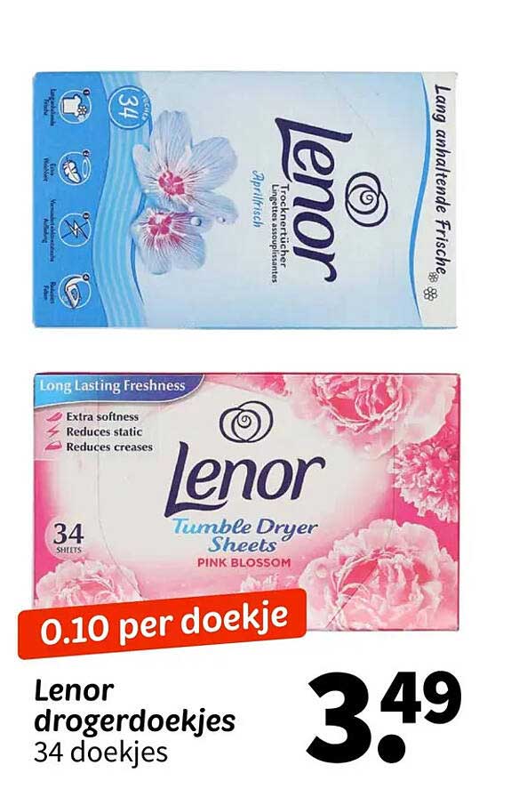 Lenor drogerdoekjes 34 doekjes 0.10 per doekje