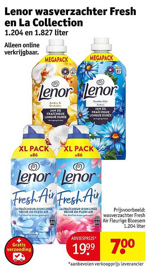 Lenor wasverzachter Fresh en La Collection 1.204 en 1.827 liter