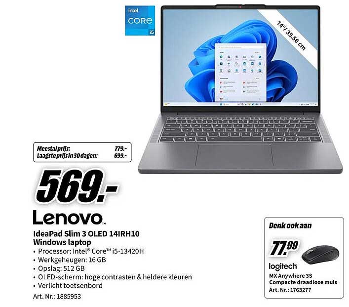 Lenovo IdeaPad Slim 3 OLED 14IRH10 Windows laptop