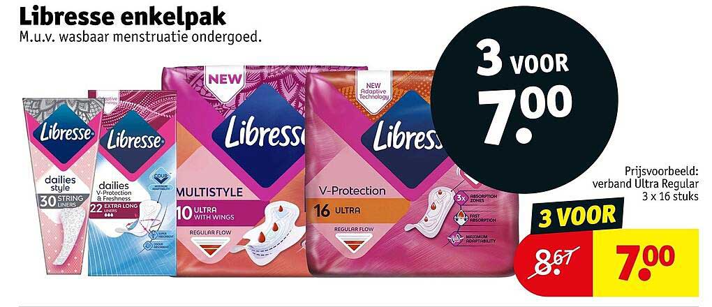 Libresse enkelpak M.u.v. wasbaar menstruatie ondergoed. 3 voor 7.00
