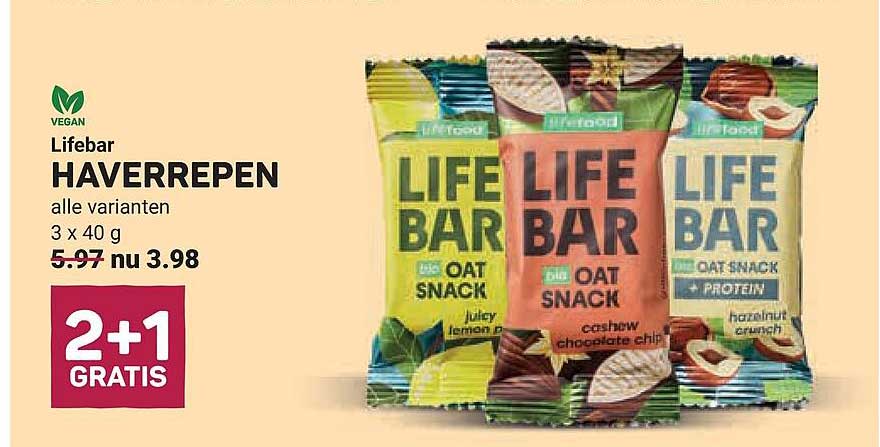 Lifebar HAVERREPEN alle varianten 3 x 40 g 2+1 GRATIS
