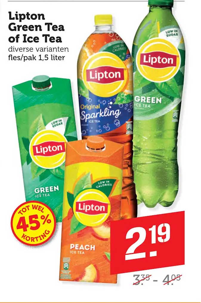 Lipton Green Tea of Ice Tea diverse varianten fles/pak 1,5 liter