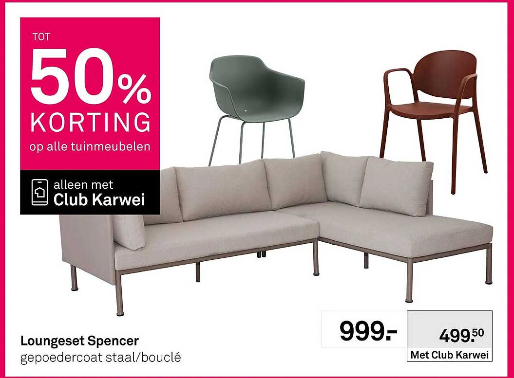Loungeset Spencer gecoat staal/bouclé