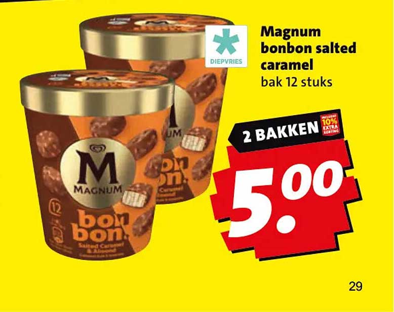 Magnum bonbon salted caramel bak 12 stuks 2 bakken