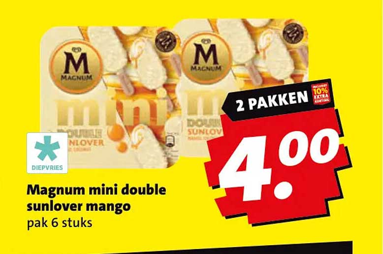 Magnum mini double sunlover mango pak 6 stuks 2 pakken
