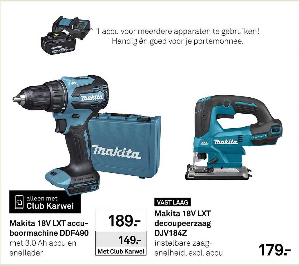 Makita 18V LXT accu-boormachine DDF490 met 3.0 Ah accu en snellader