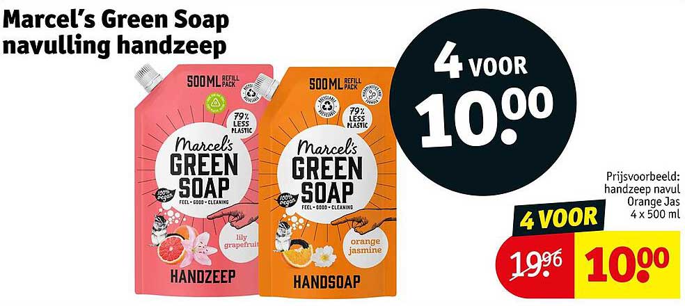 Marcel’s Green Soap navulling handzeep 4 voor 10.00
