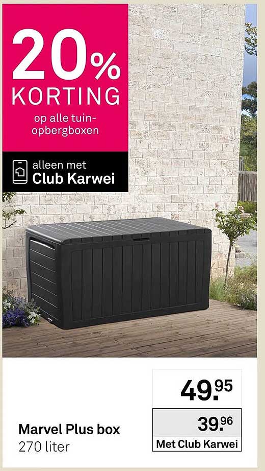 Marvel Plus box 270 liter 20% KORTING op alle tuin-opbergboxen alleen met Club Karwei