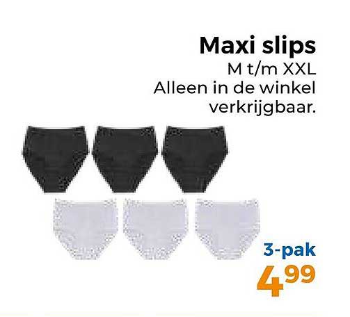 Maxi slips M t/m XXL Alleen in de winkel verkrijgbaar. 3-pak