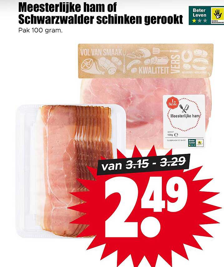Meesterlijke ham of Schwarzwalder schinken gerookt
