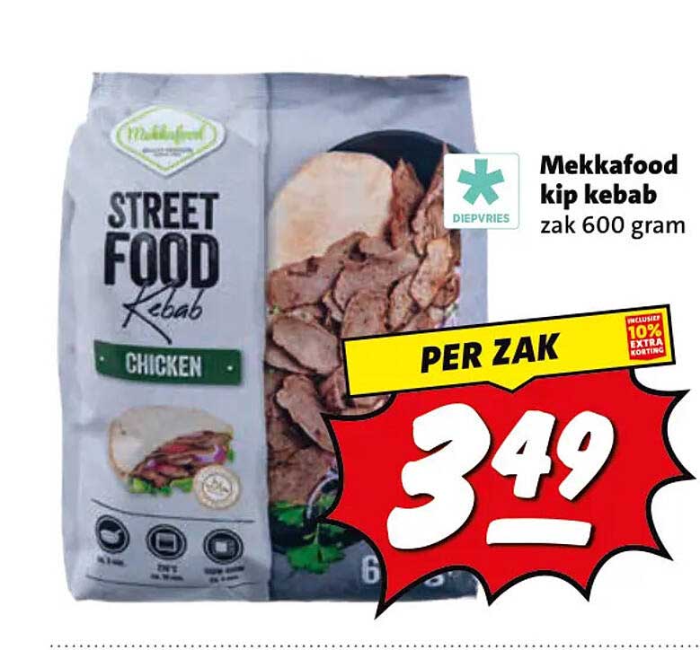 Mekkafood kip kebab zak 600 gram