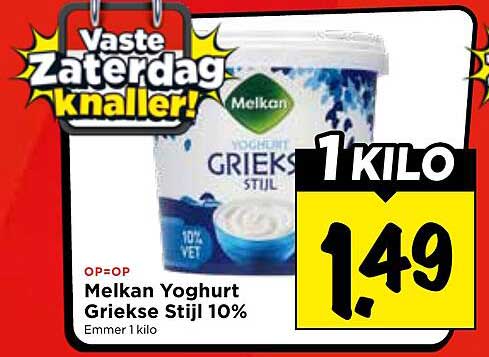 Melkan Yoghurt Griekse Stijl 10% Emmer 1 kilo
