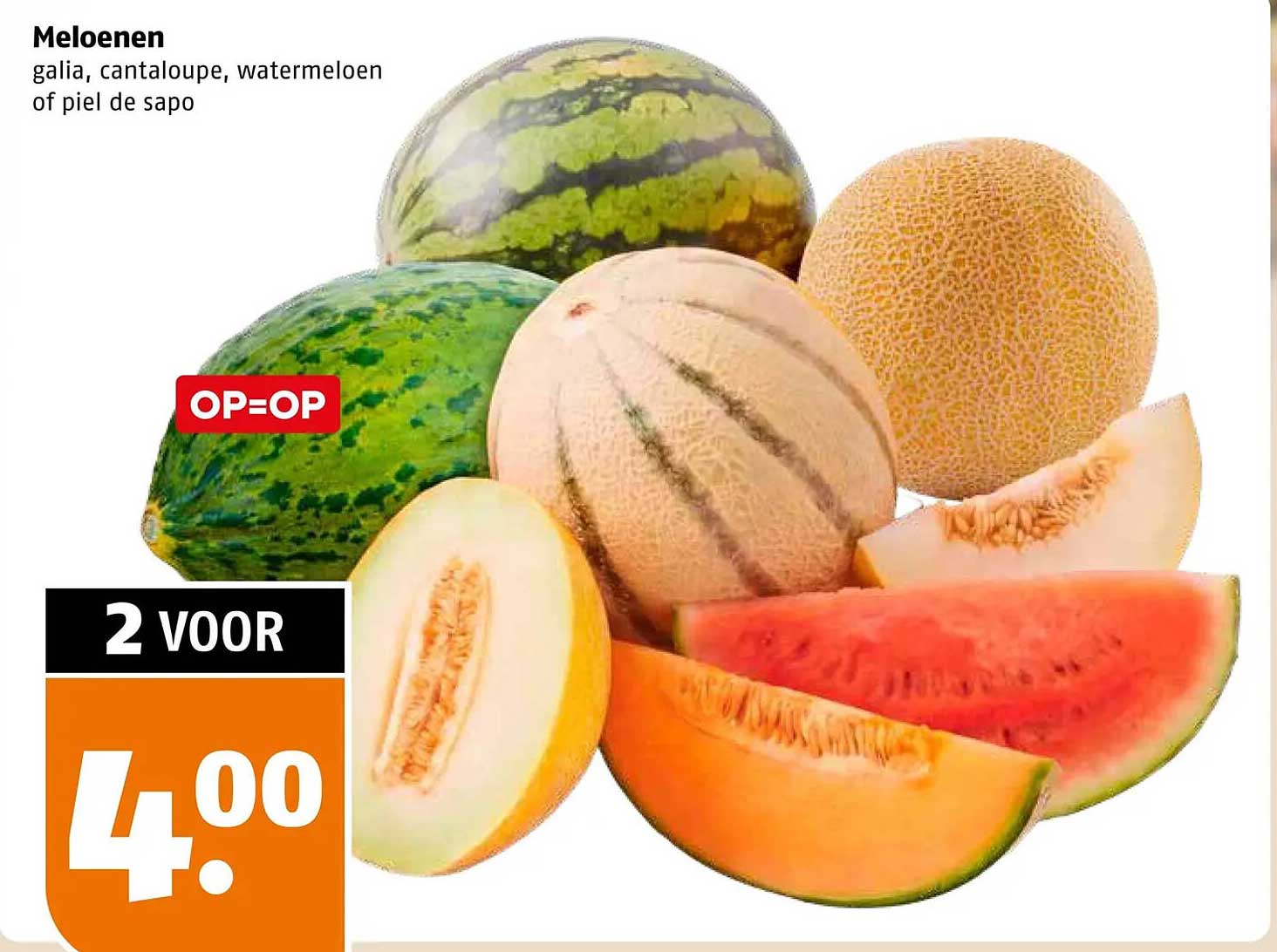 Meloenen galia, cantaloupe, watermeloen of piel de sapo 2 voor