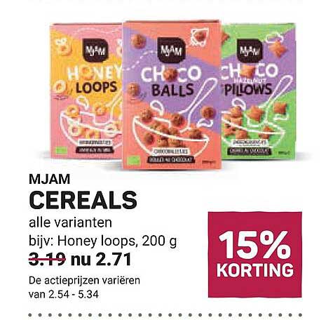 MJAM CEREALS alle varianten bijv: Honey loops, 200 g 15% KORTING