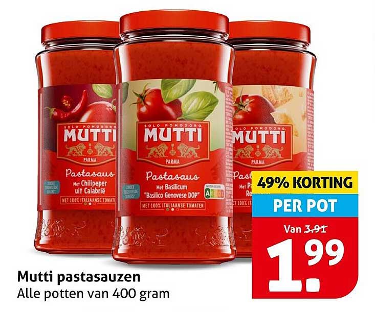 Mutti pastasauzen Alle potten van 400 gram