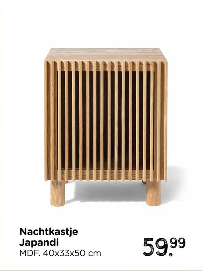Nachtkastje Japandi MDF. 40x33x50 cm