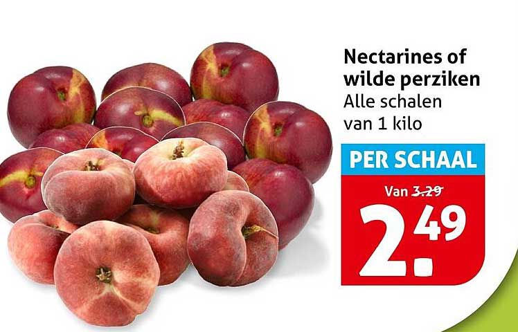 Nectarines of wilde perziken Alle schalen van 1 kilo PER SCHAAL