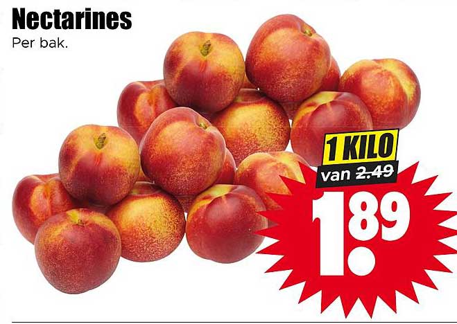 Nectarines Per bak. 1 KILO van 2.49