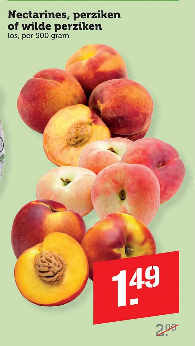 Nectarines, perziken of wilde perziken los, per 500 gram