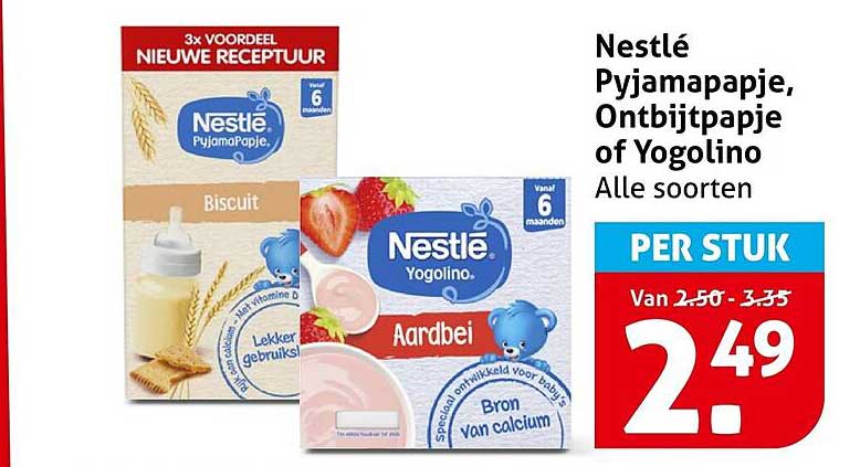 Nestlé Pyjamapapje, Ontbijtpapje of Yogolino Alle soorten PER STUK