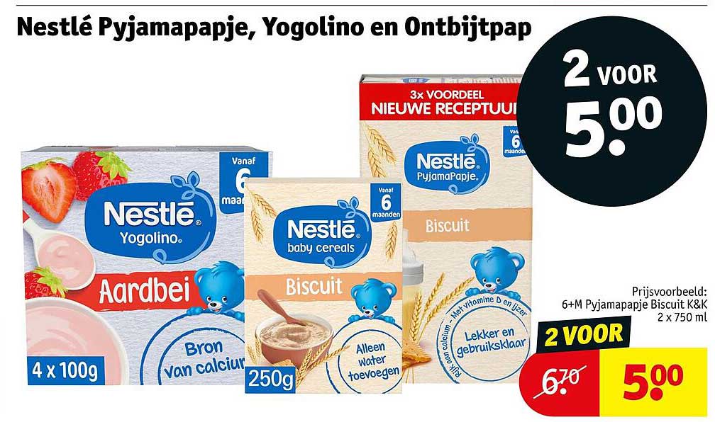Nestlé Pyjamapapje, Yogolino en Ontbijtpap 2 voor 5.00
