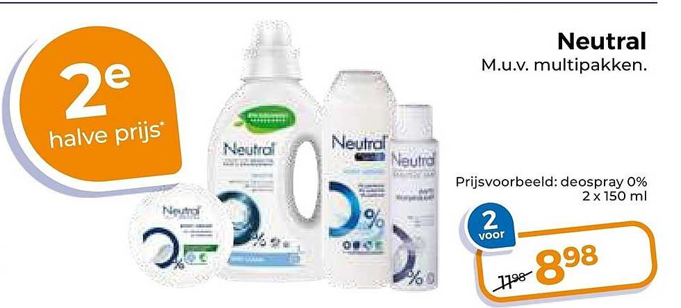 Neutral M.u.v. multipakken. 2e halve prijs