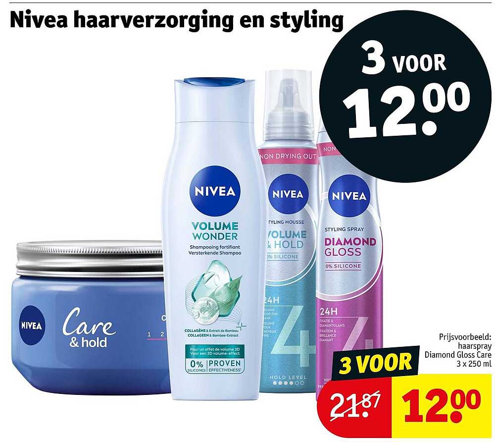 Nivea haarverzorging en styling 3 voor 12.00