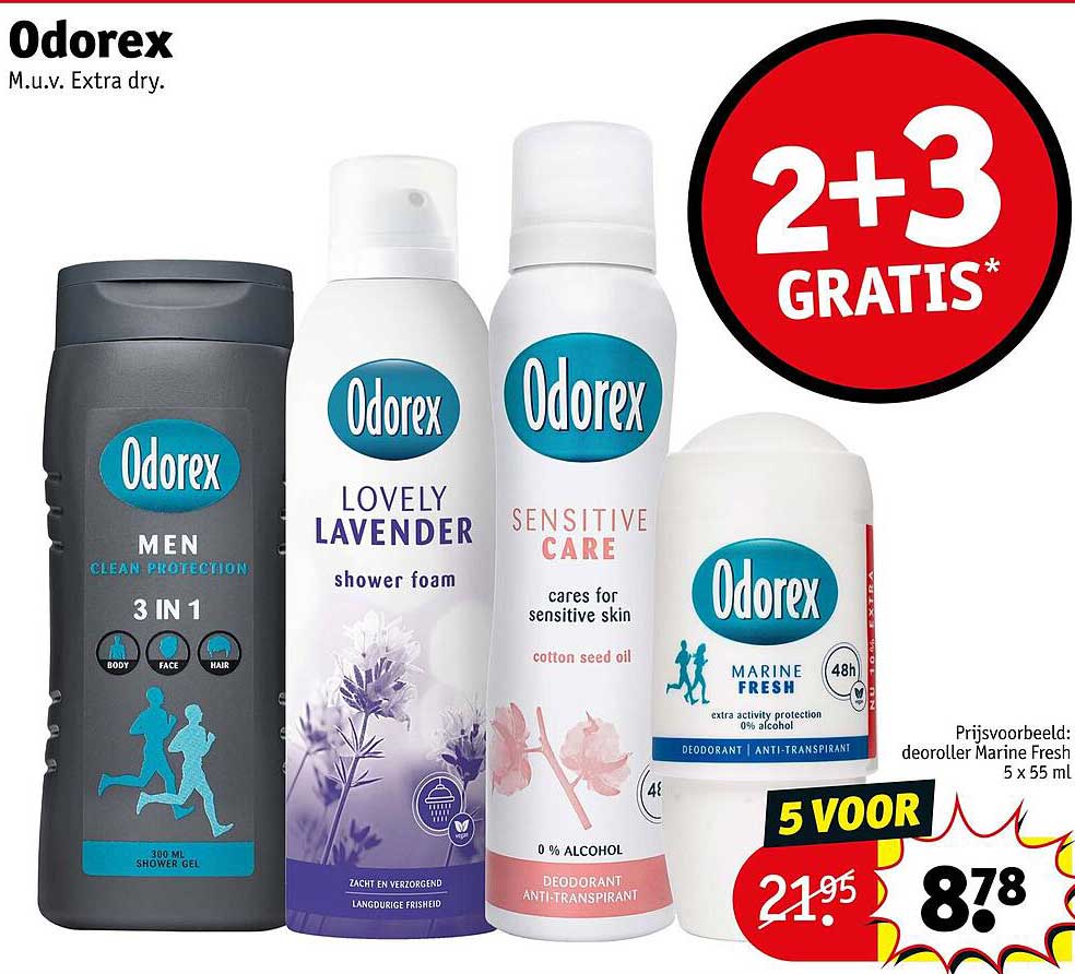 Odorex M.u.v. Extra dry. 2+3 GRATIS*